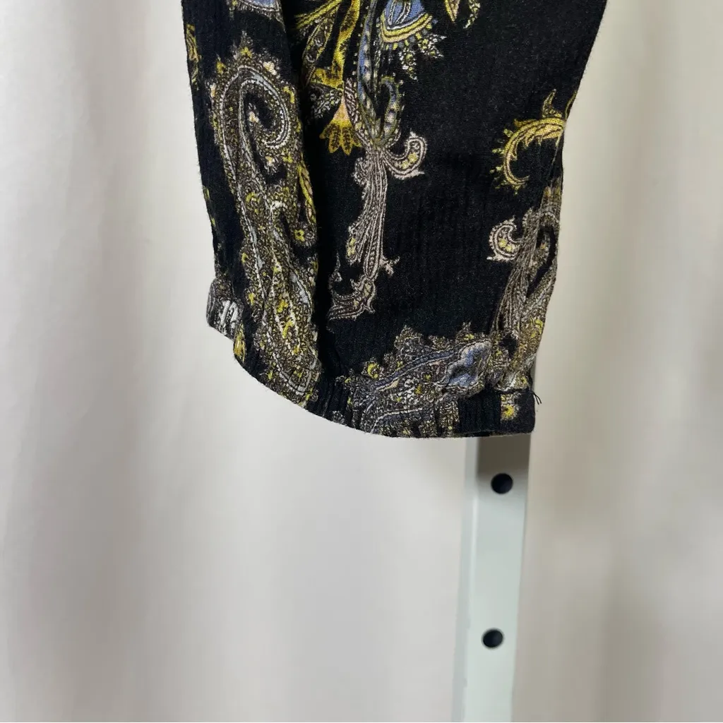 Xhilaration Women's Large Black Gold Paisley Joggers Harem Pants Boho Hippie - Image 4