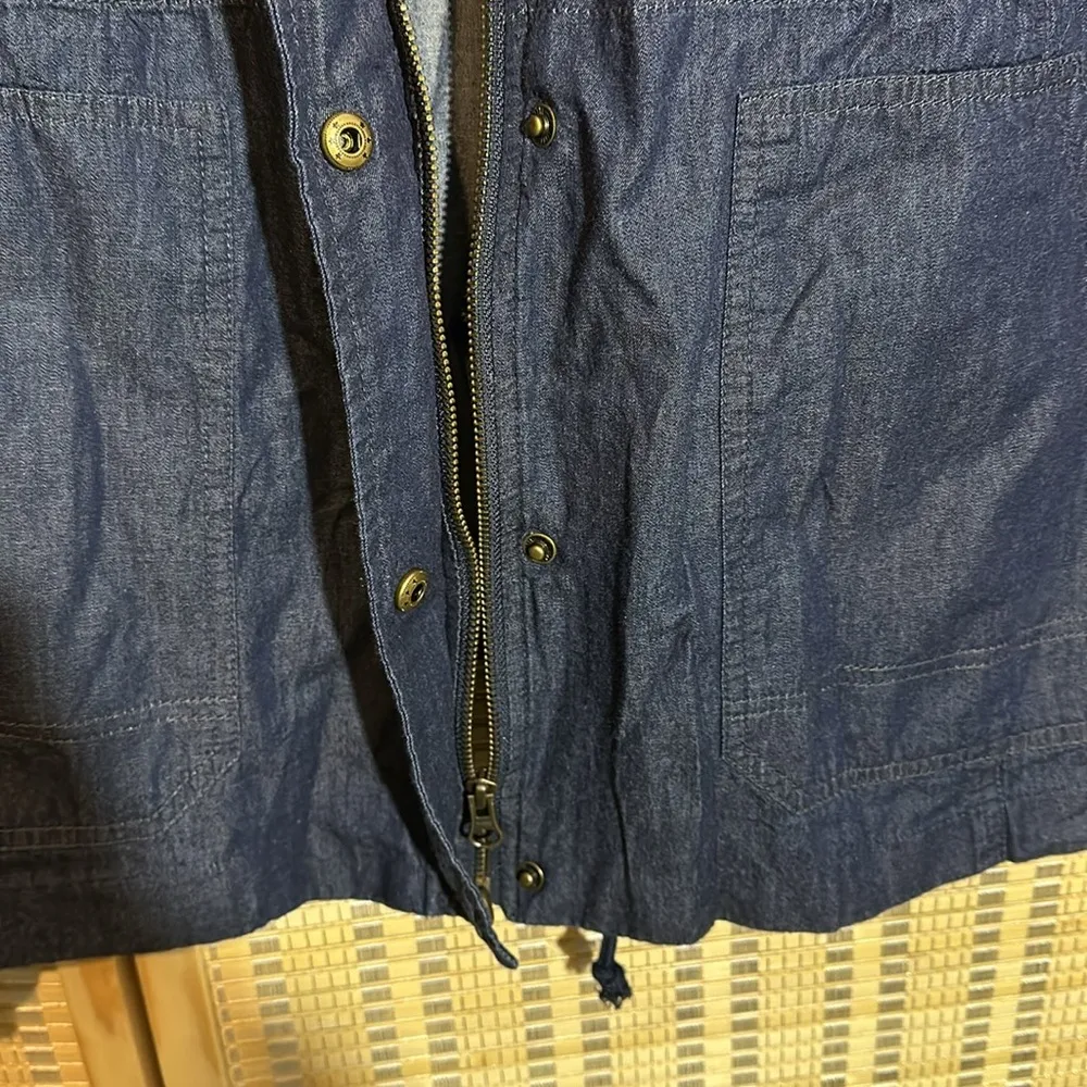 Woman Within Dark Blue Denim Zip and Snap Front Vest or Sleeveless Top 26/28 2X - Image 8