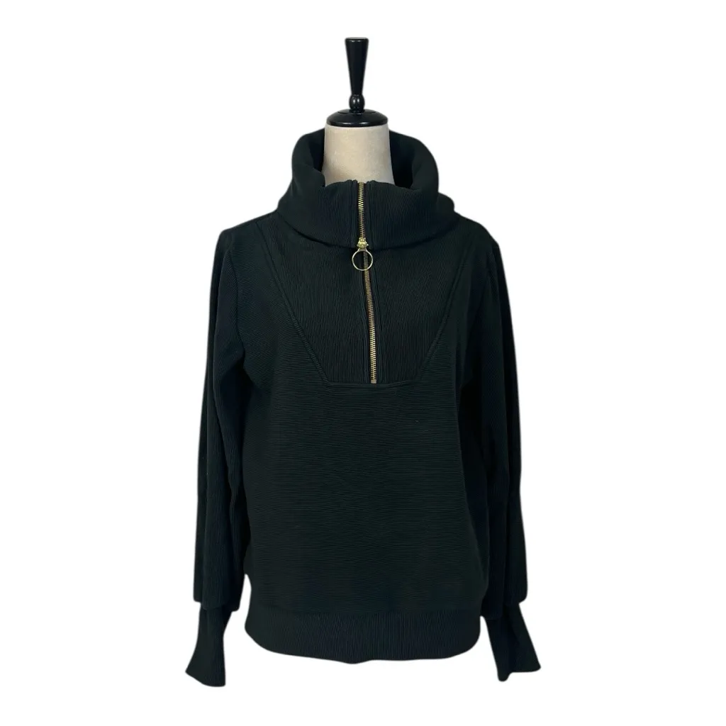 Varley Black Vine Half Zip Pullover Ottoman Ribbed Funnel Neck Women’s Size XS - Image 5