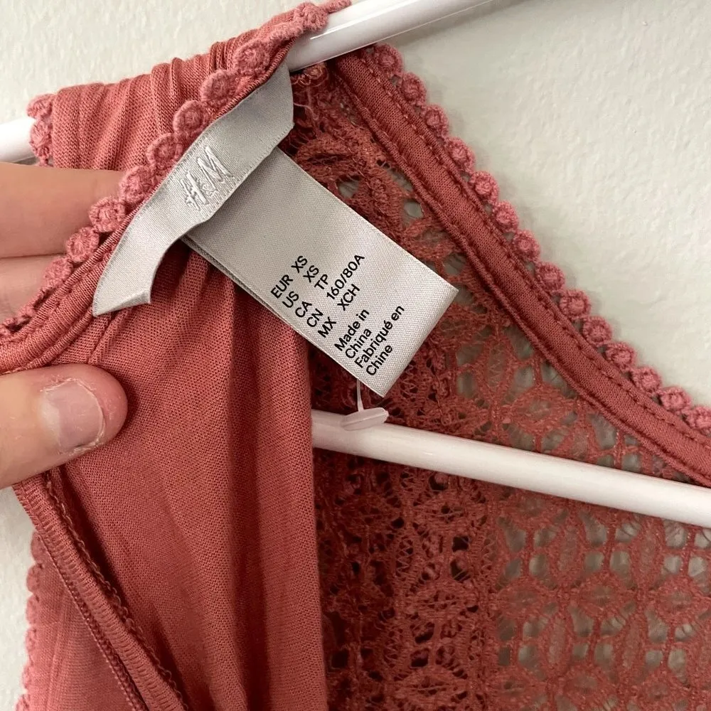 H&M pink lace sleeveless maxi dress semi formal summer dress comfortable - Image 4