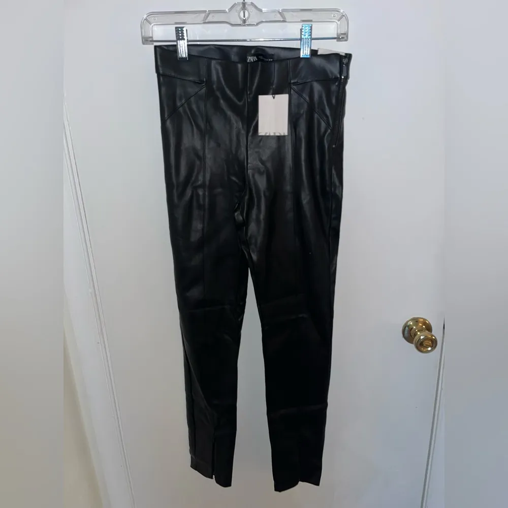 Zara Black Faux Leather Pants NWT - Image 6
