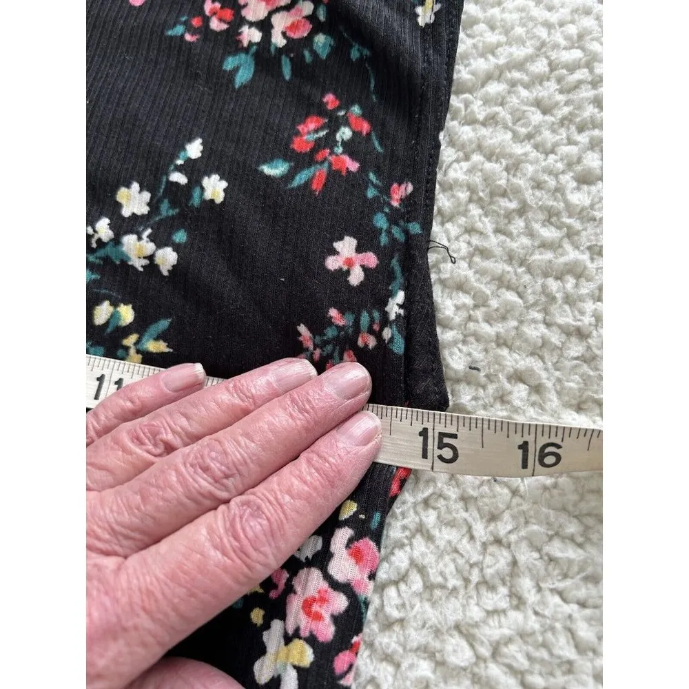 Love...Ady   Black Multicolor Floral Sleeveless Mock Neck Rib Knit Top Size S - Image 6