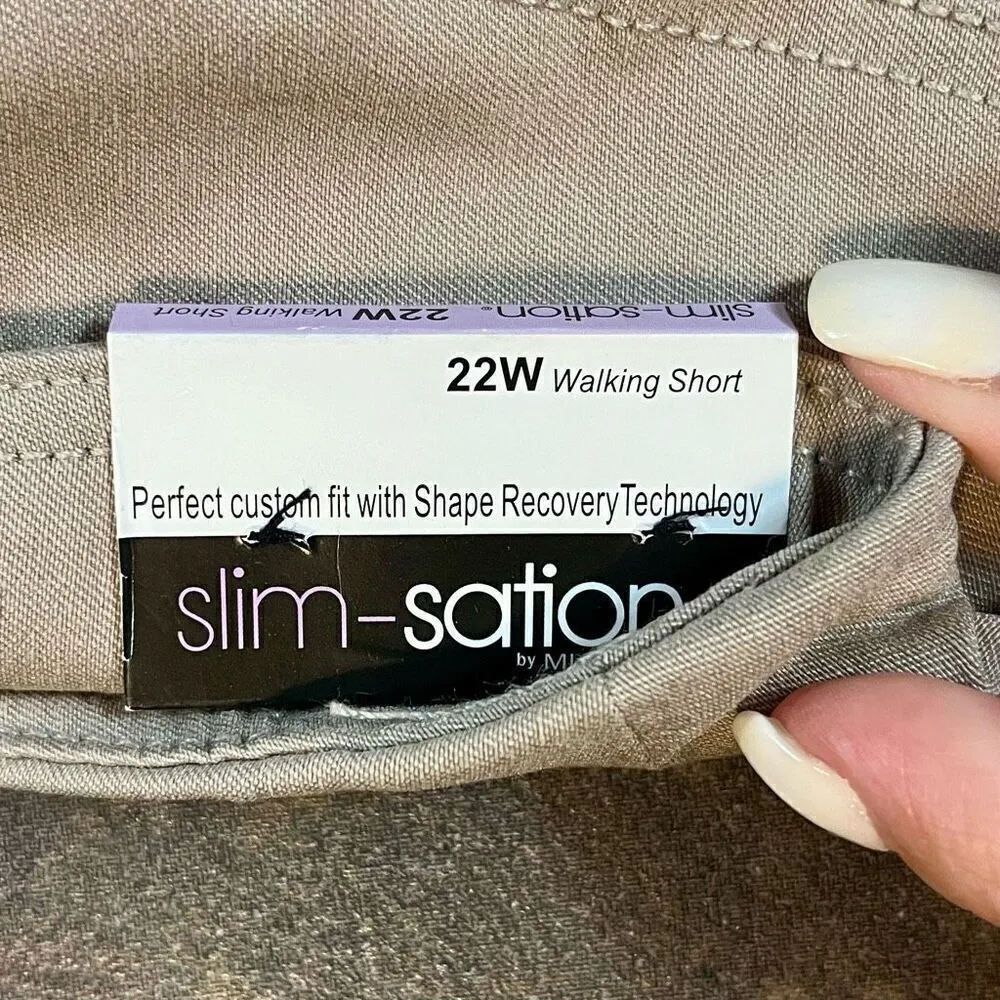 NWT Slim-Sation By Multiple Khaki Pull-on Walking Shorts 22W - Image 10