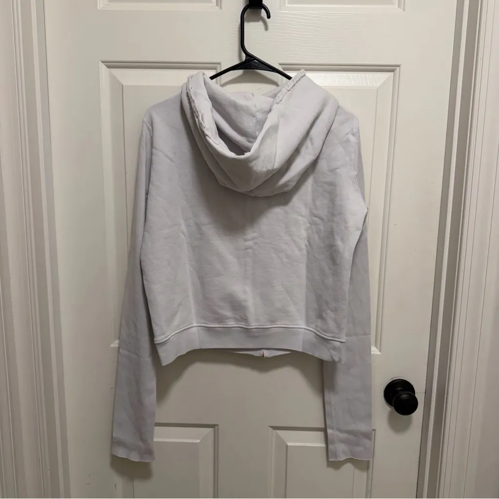 Frank & Eileen M 100% Cotton Full Zip Up Hoodie Sweatshirt White Made in USA - Image 3