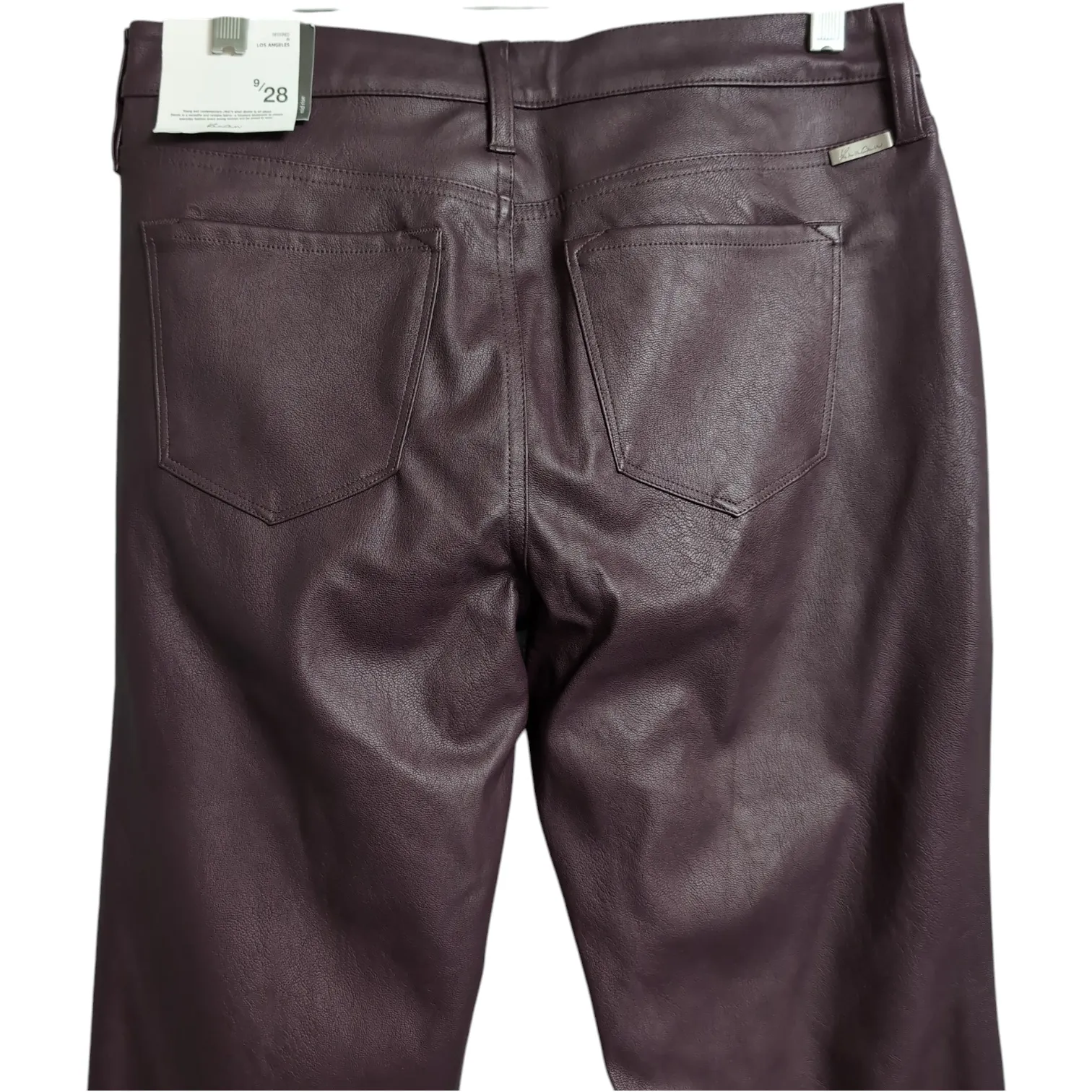 NWT KanCan Yoko Mid Rise Faux Leather Bootcut Pants Burgundy Flare Pants 9/28 Brown - Image 5