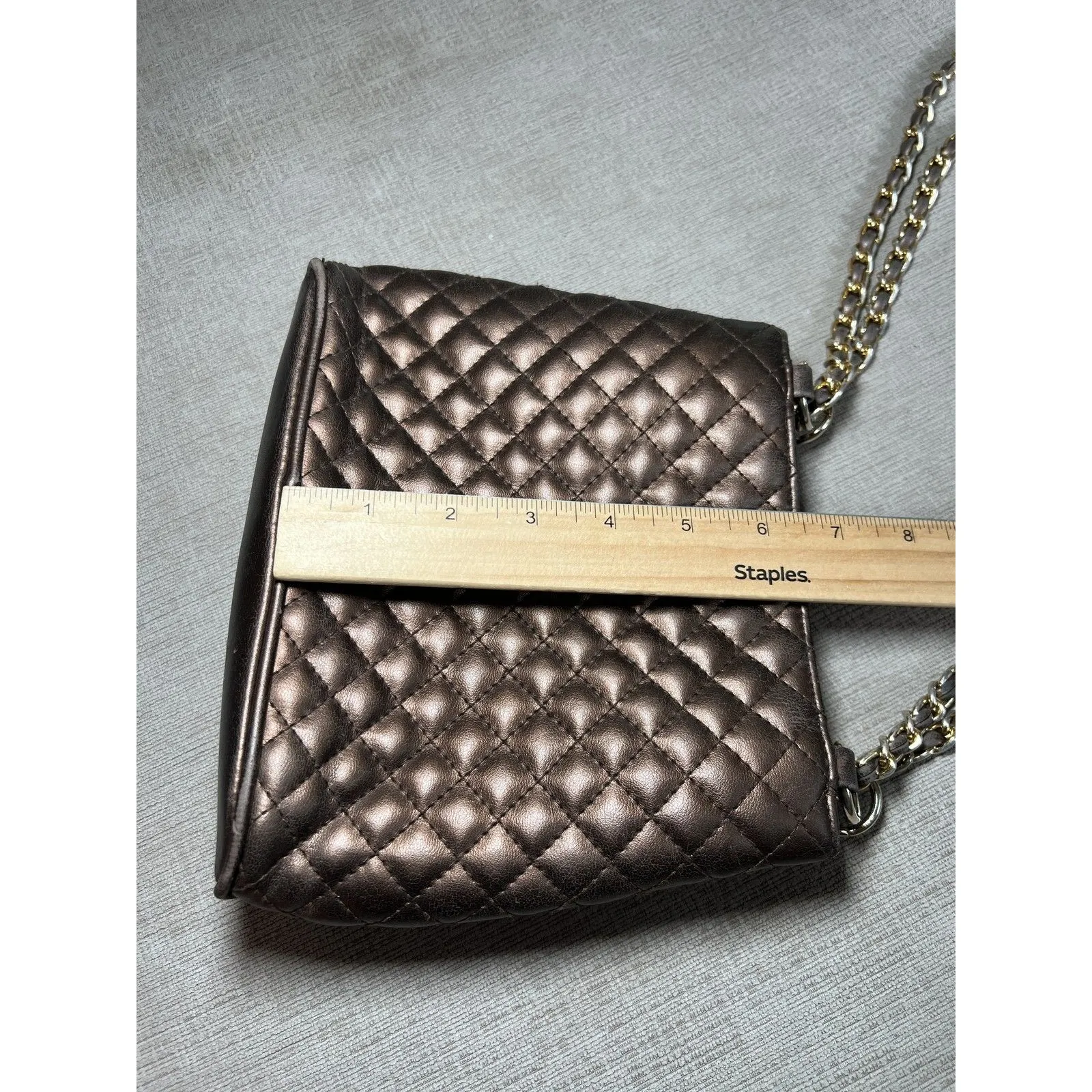 Lord & Taylor Quilted Chain Shoulder Bag Womens Purse Crossbody Handbag - Image 9