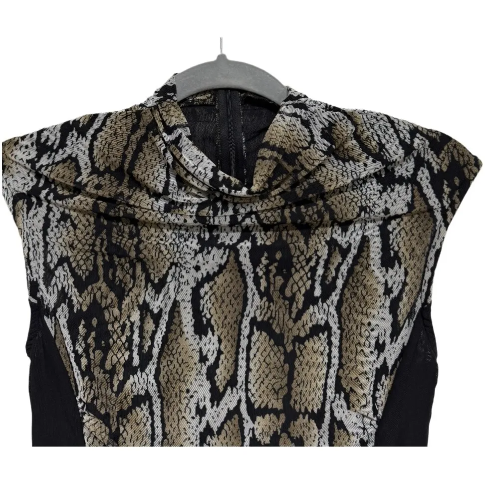 Kay Celine Sleeveless Cowl Neck Top Small Animal Print Snakeskin Blouse Chic - Image 2