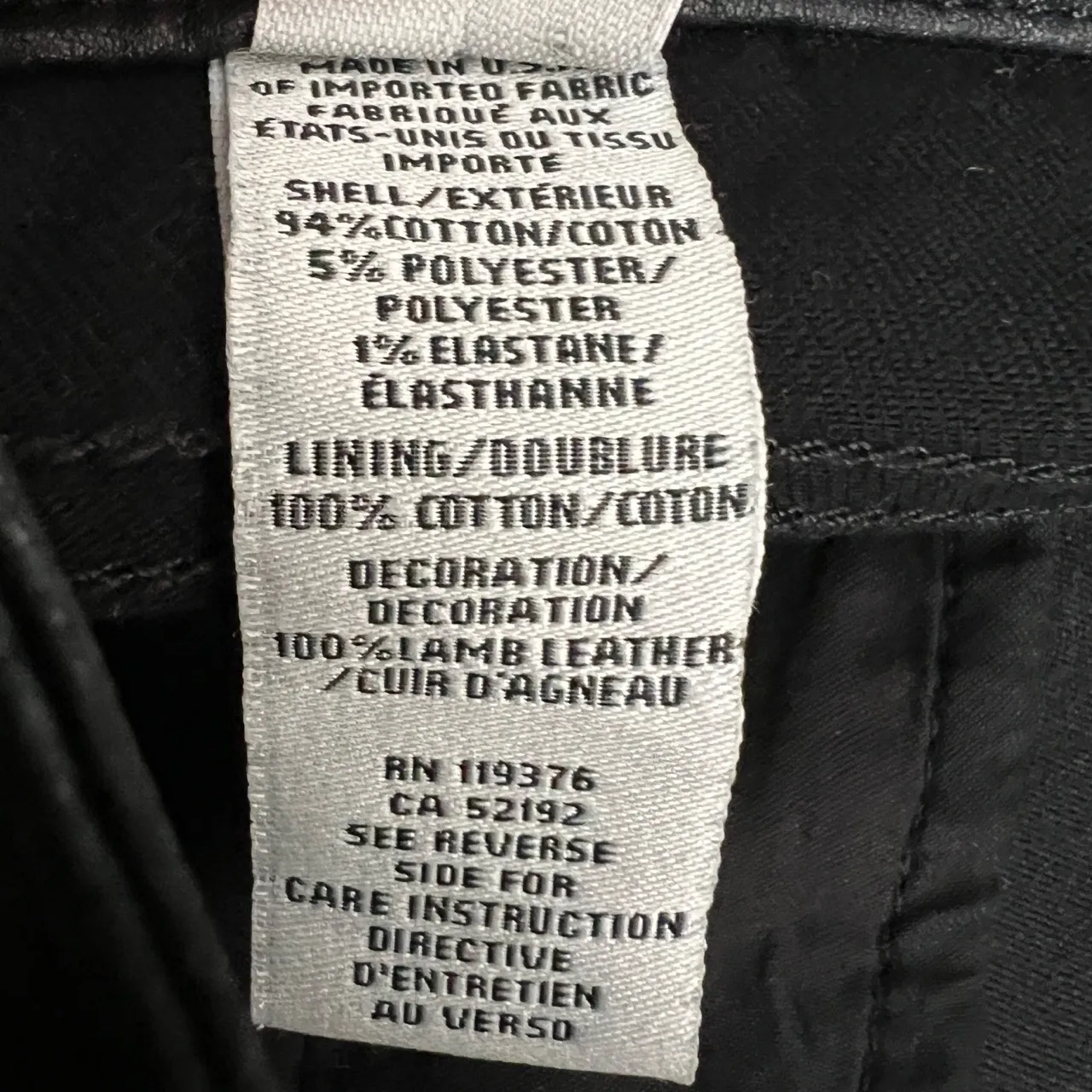 HELMUT LANG Black Leather Pants Stretch Knit Back Slim Fit Made in USA Size 30 - Image 9