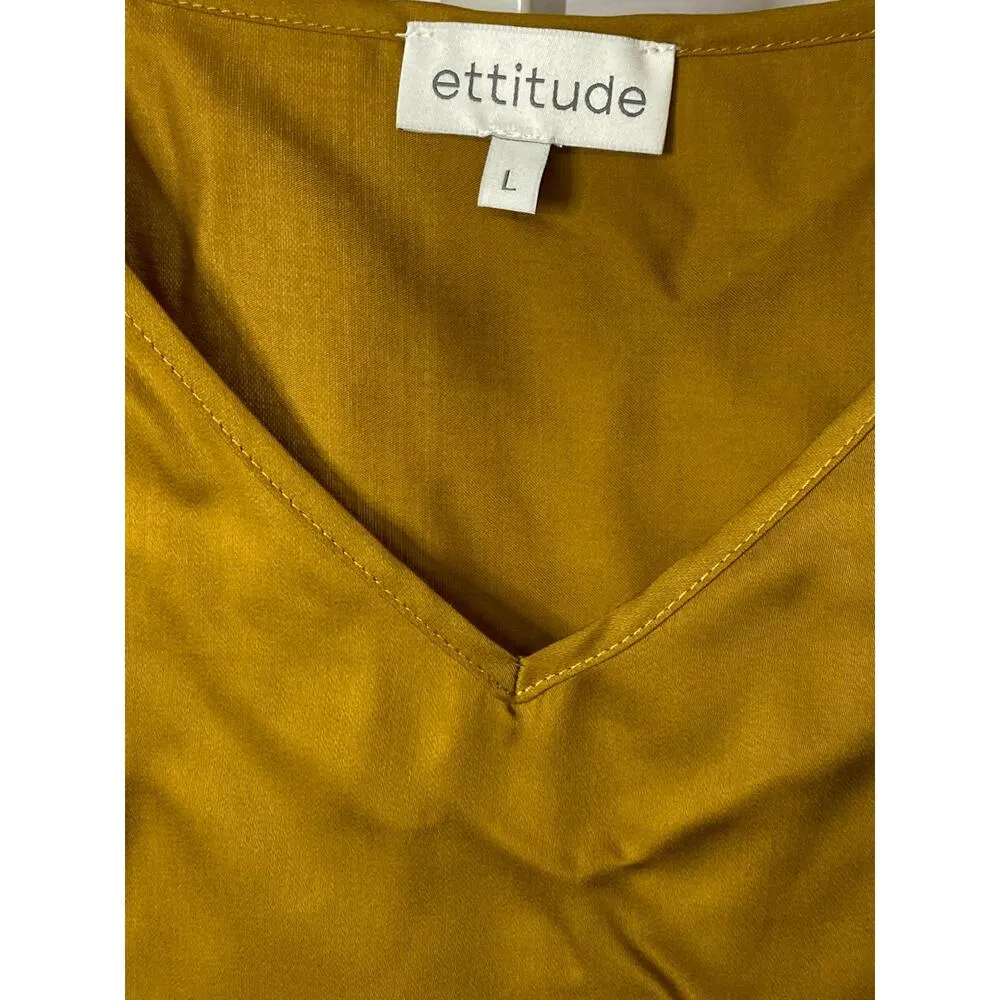 Ettitude Women's Size Large Strappy Camisole Chamomile V Neck Loungewear NIB Gold - Image 4