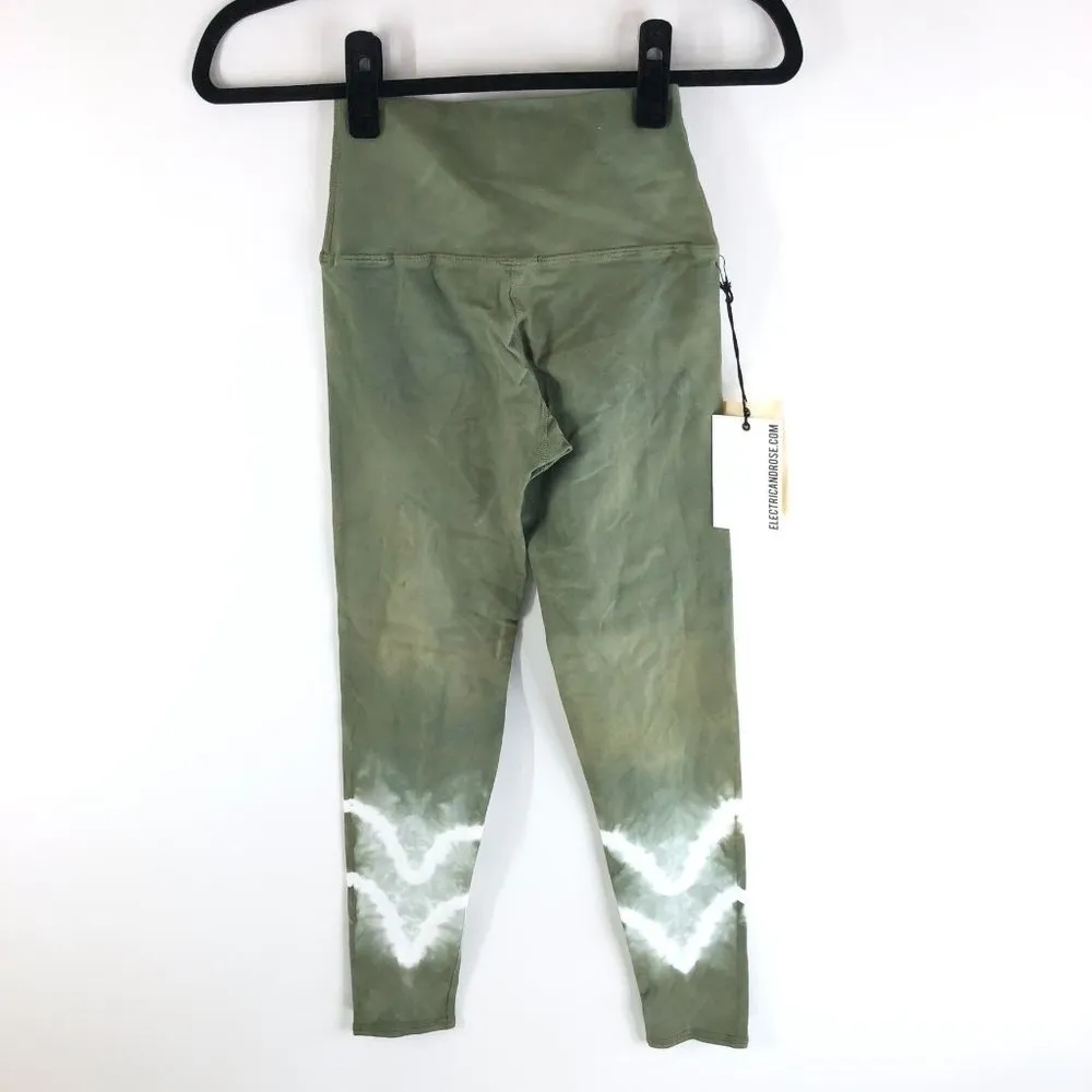 Electric & Rose Womens Leggings Cropped Tie Dye Stretch High Rise Green XS - Image 2