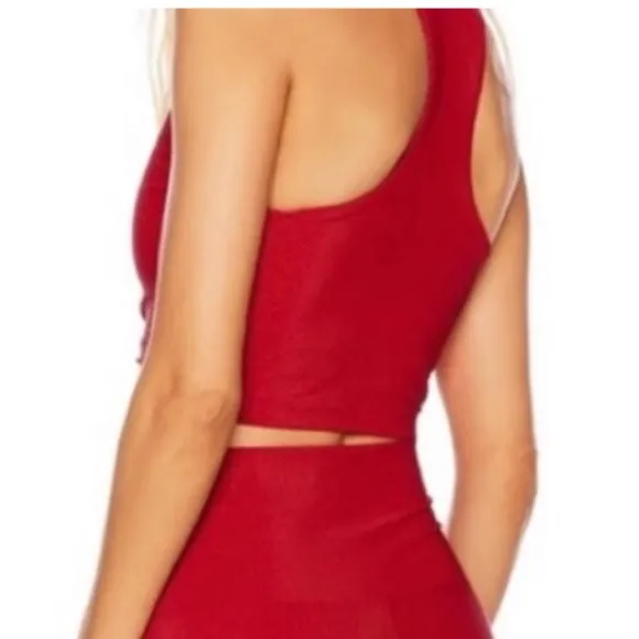 Beach Riot Active Ribbed Crop Top In Ruby Size Large - Image 3