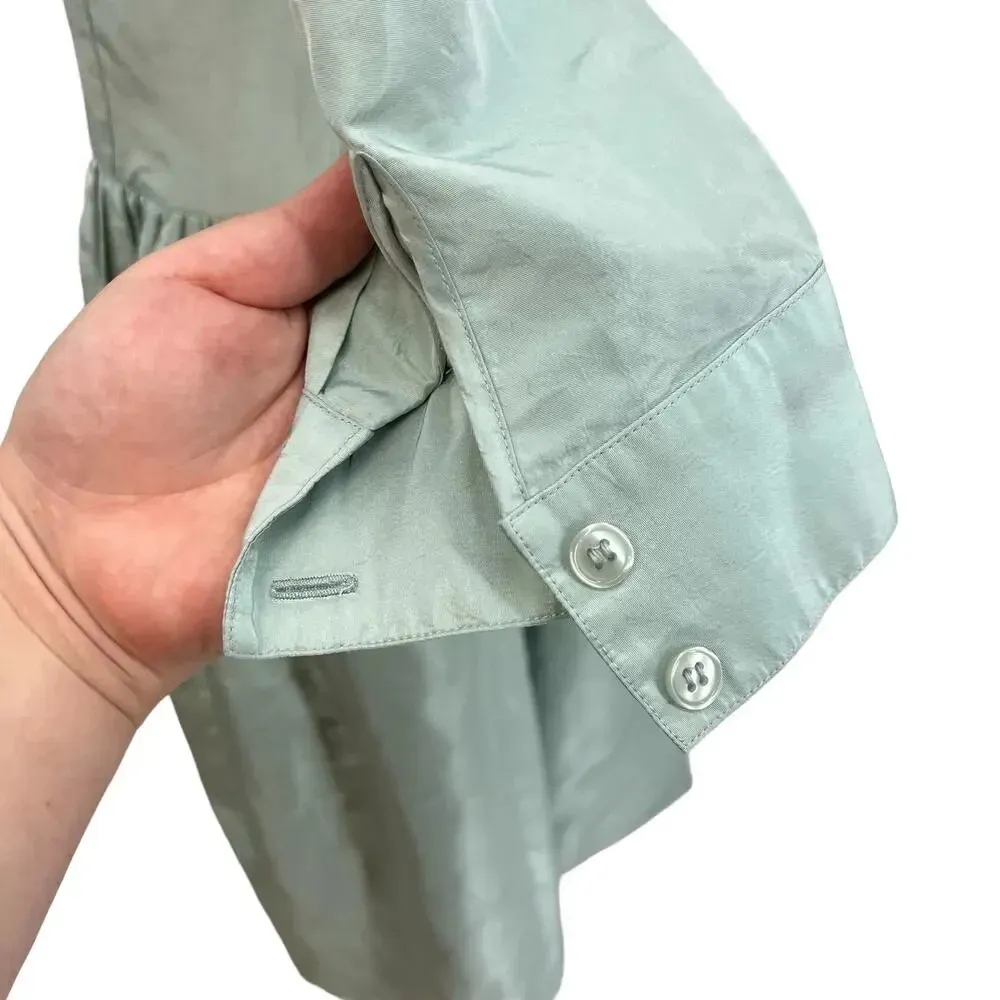 Rickie Freeman for Teri Jon‎ Teal Blue Green Drop Waist Shirtdress Silk Size 10 - Image 7