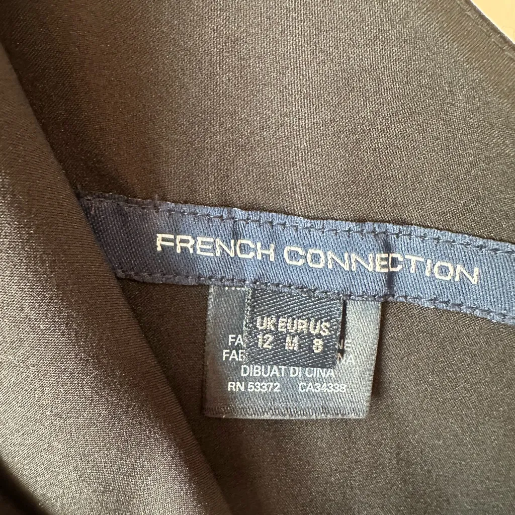 French Connection Adaline One-Shoulder Satin Midi Dress Black Size 8 NWT - Image 11