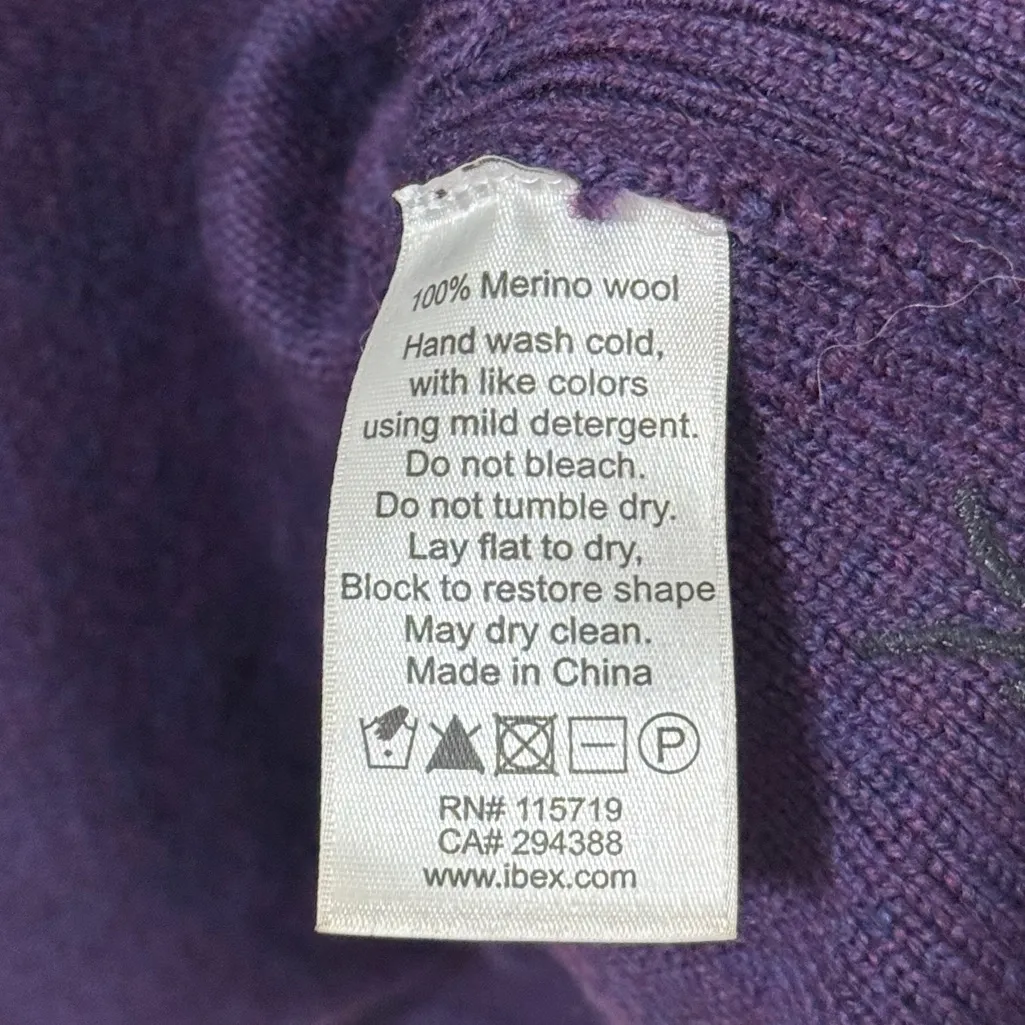 Ibex Purple Merino Wool Kurta Cowl Neck Sweater Size XS Women’s - Image 9