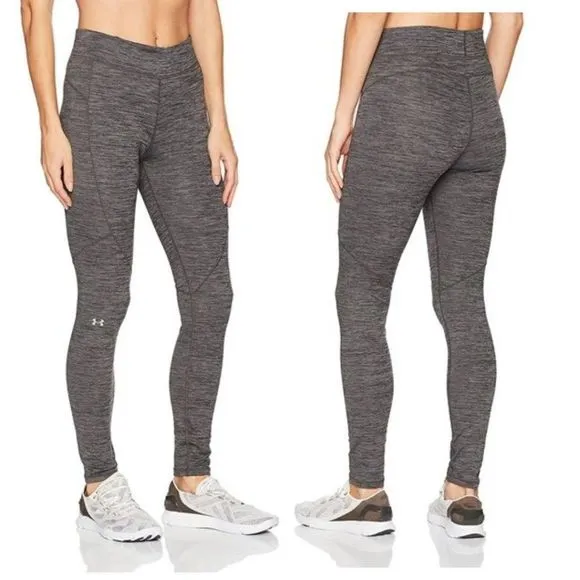 Under Armour Cold Gear Leggings High Waisted Space Dye Gray Full Length Athletic - Image 35