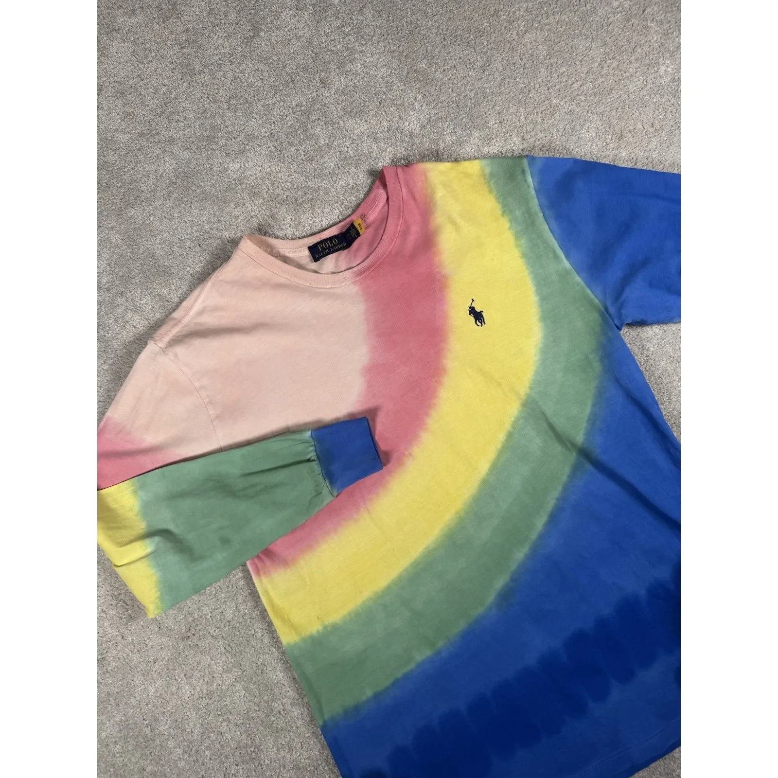 Polo Ralph Lauren Rainbow Tie Dye Long Sleeve 100% Cotton T-Shirt Size S/P - Image 2