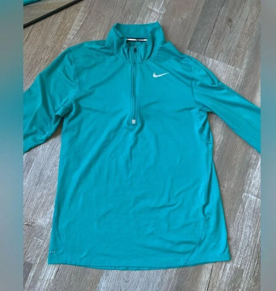 Nike Dri Fit Running Quarter Zip Long Sleeve Jacket Top Athleisure Teal Blue S - Image 3