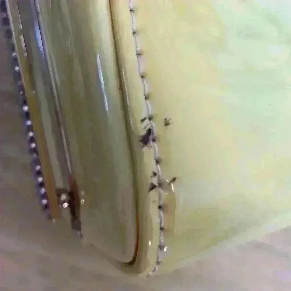 Beautiful yellow marble, faux patent leather small tote bag - Image 8