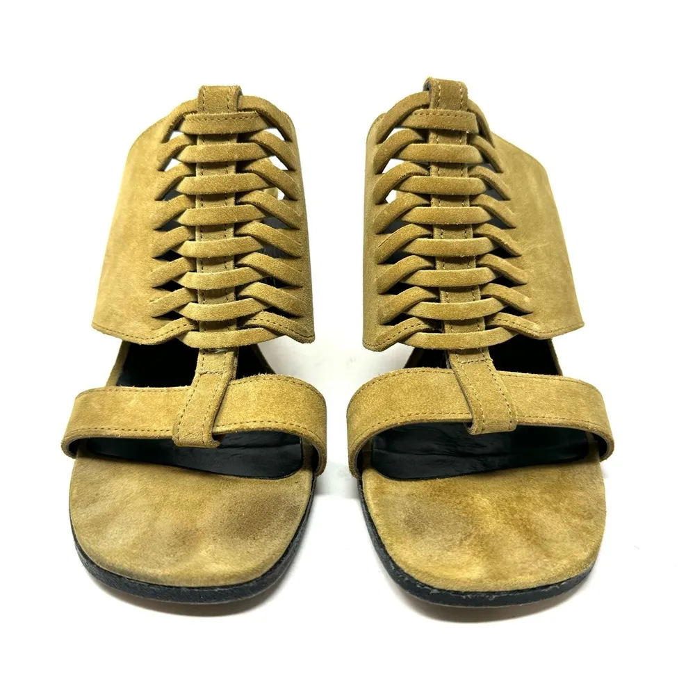 ROBERT CLERGERIE olive green suede open toe slides, made in France, size 9 - Image 7