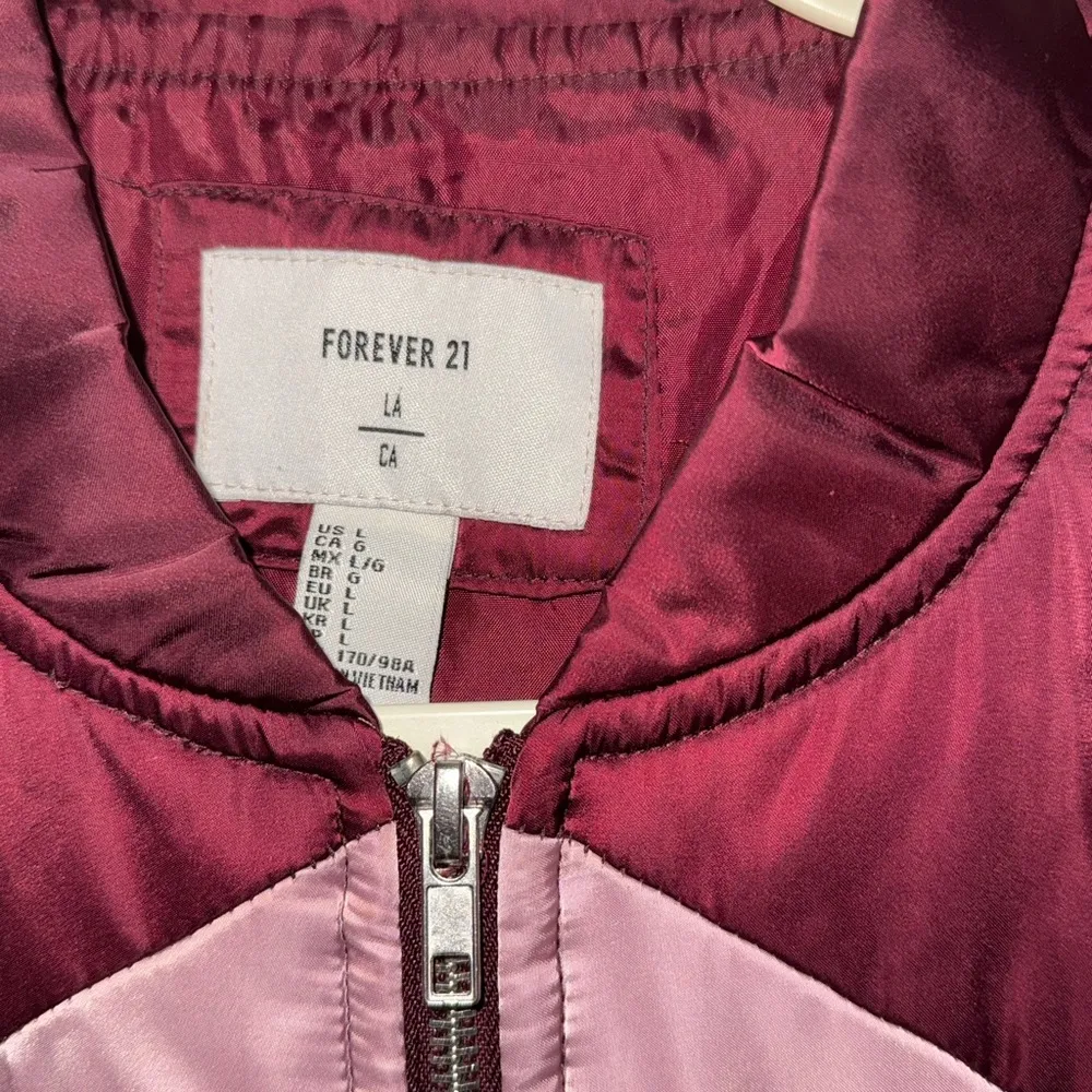 🎄Forever 21 Burgundy and Blue Bomber Jacket - Image 3