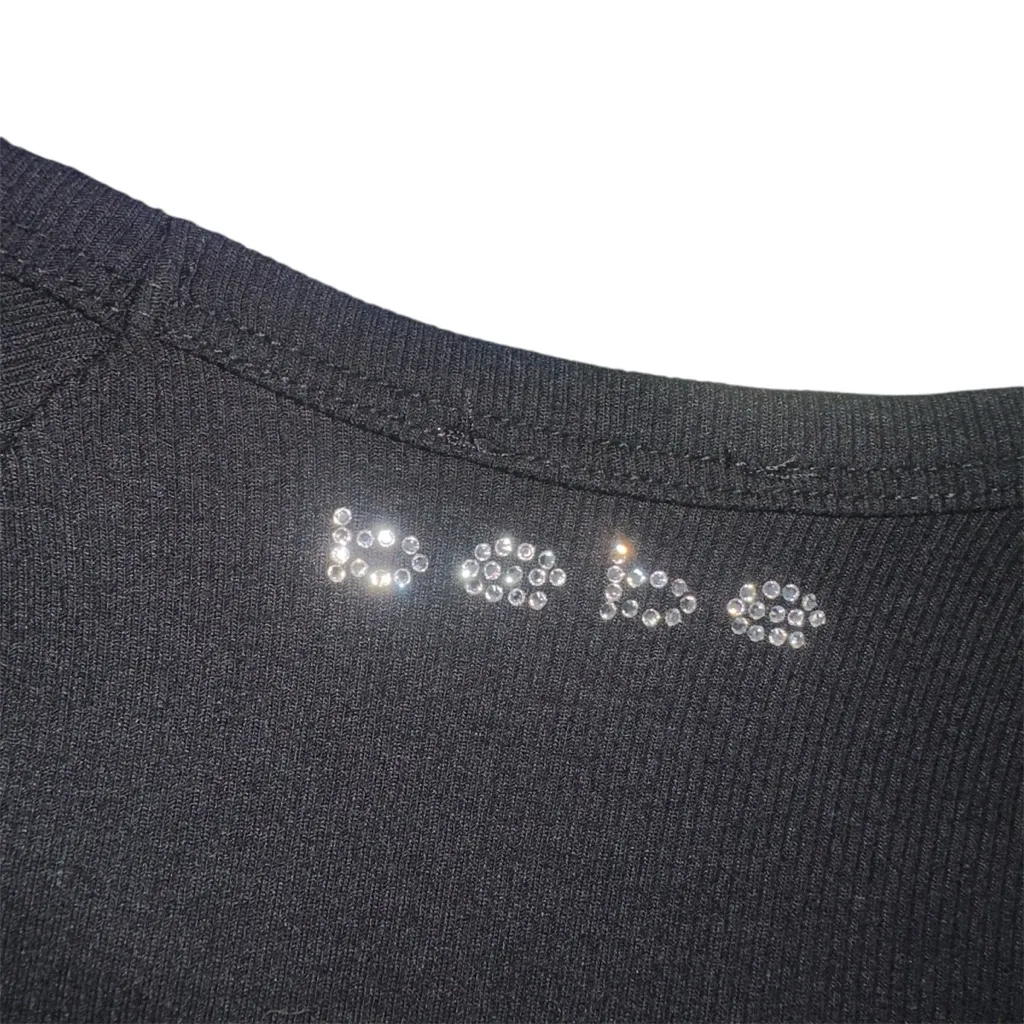 Y2K Bebe Bling Lace Trim Long Sleeve Henley! - Image 6