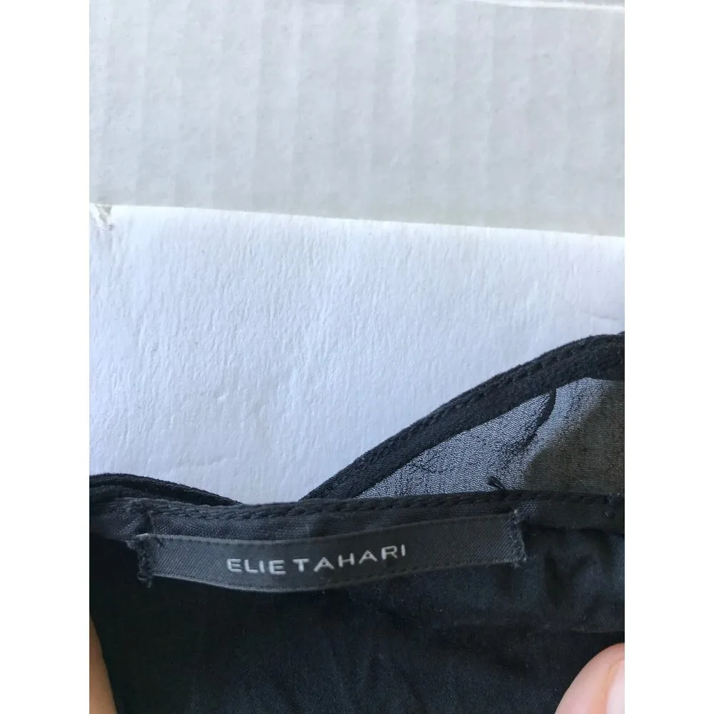 Elie Tahari Silk Little Black Dress Ruched waist Size 6 - Image 7