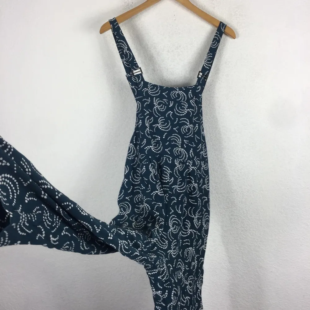 Anthropologie Maeve Tidal Pools Blue Print Cropped Boho Jumpsuit Small - Image 11
