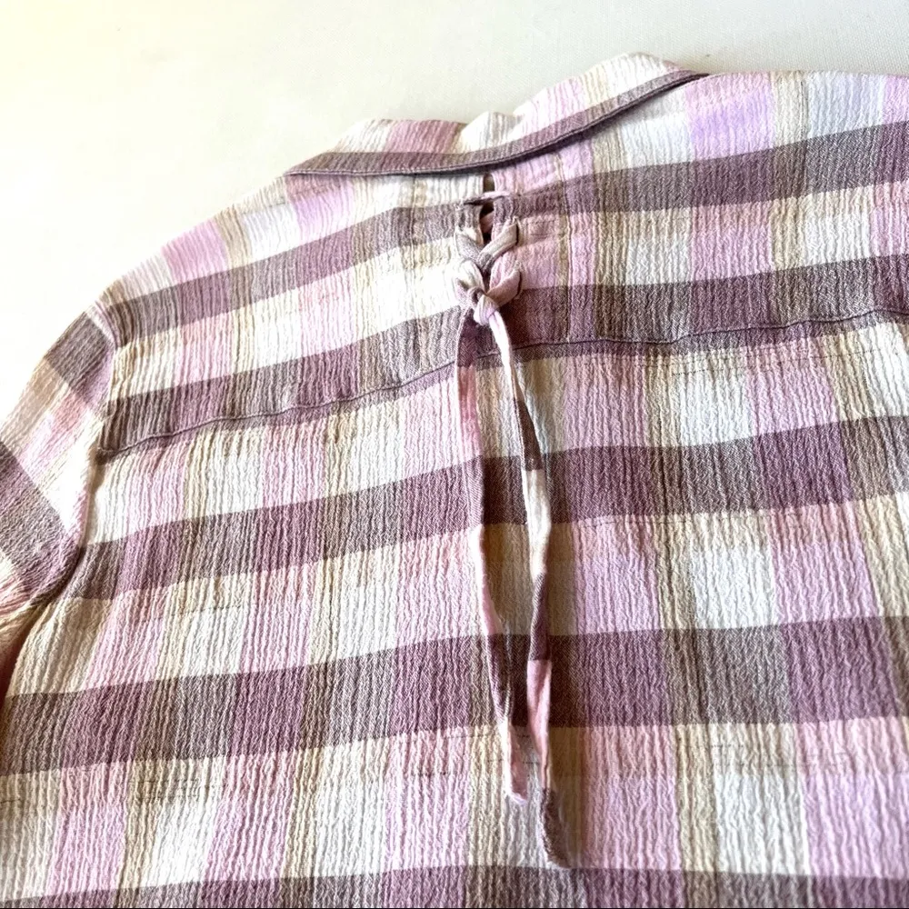 Soft Surroundings Gauze Button Down Checked Blouse - Image 8