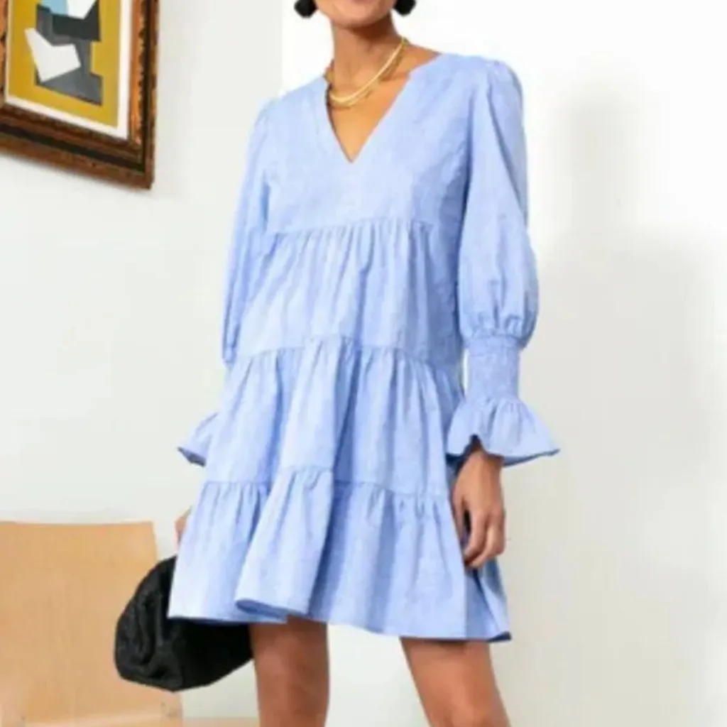 Tuckerneck Pomander Place Chambray Kenzo Dress Blue Size M - Image 4