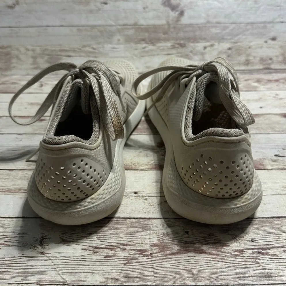 Crocs LiteRide Sneakers Women's Size 7 Rubber Cream Waterproof Tennis Shoes - Image 2