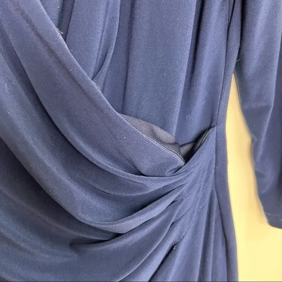 Lauren Ralph Lauren Navy Faux Wrap Dress Size 8 - Old Money - Dark Academia - Image 6