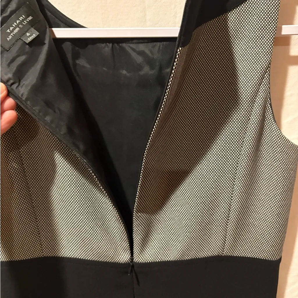 Tahari Arthur S. Levine women’s black and white sleeveless sheath dress size 4 - Image 7