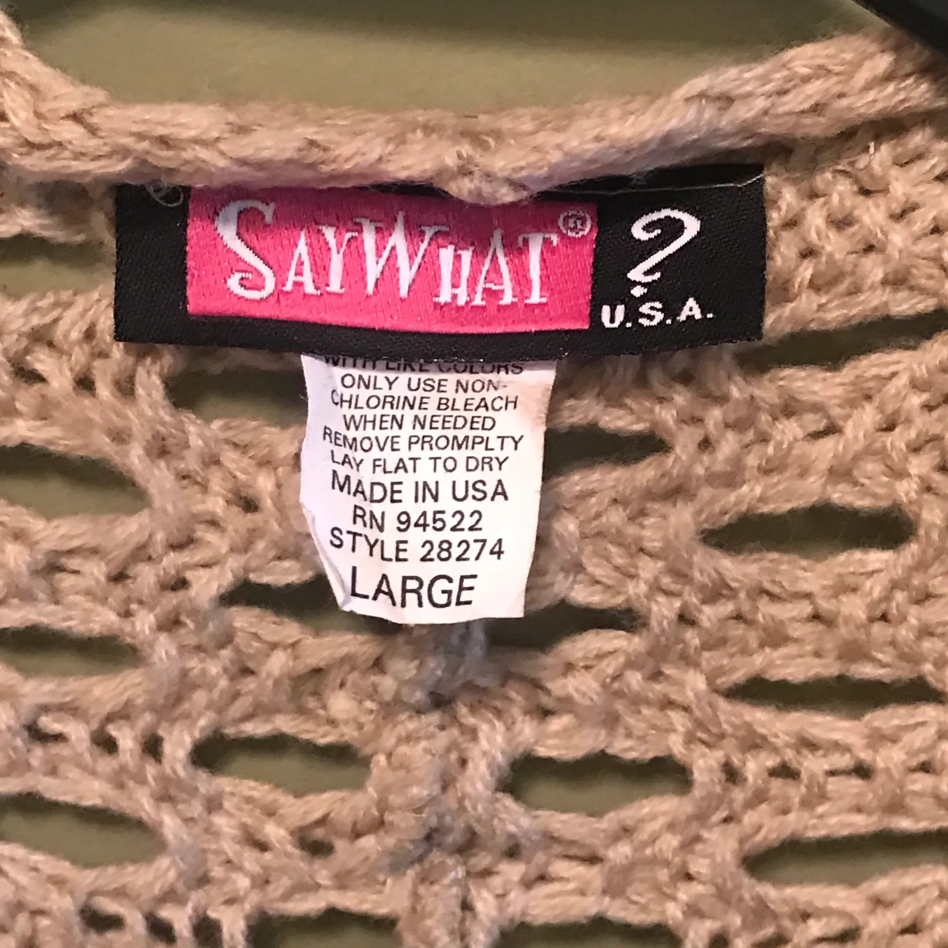 SayWhat? Beige Sweater Vest Large - Image 4