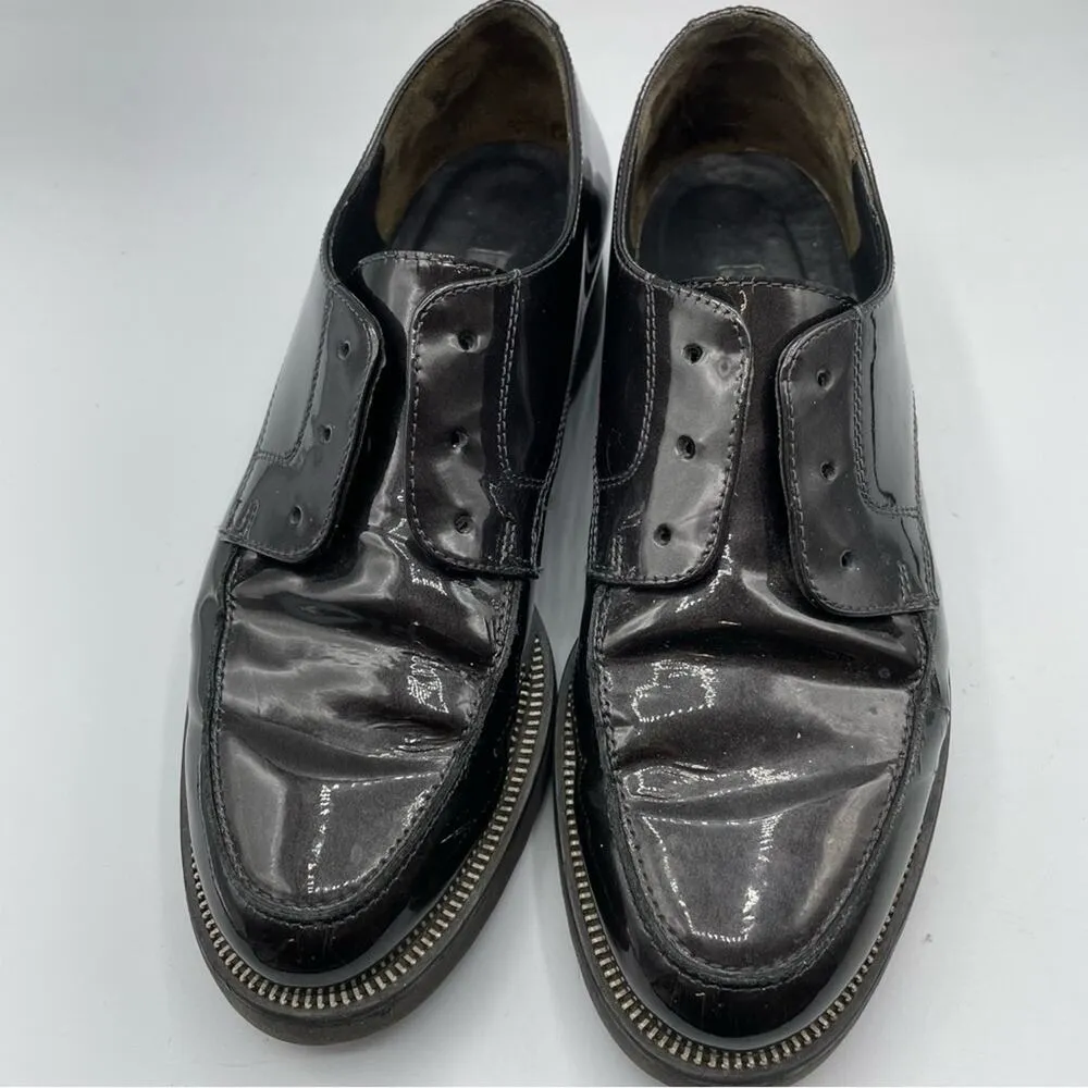 Paul Green Black Patent Leather Lace Up Loafers Womens 6 Oxford Preppy Shoes - Image 8