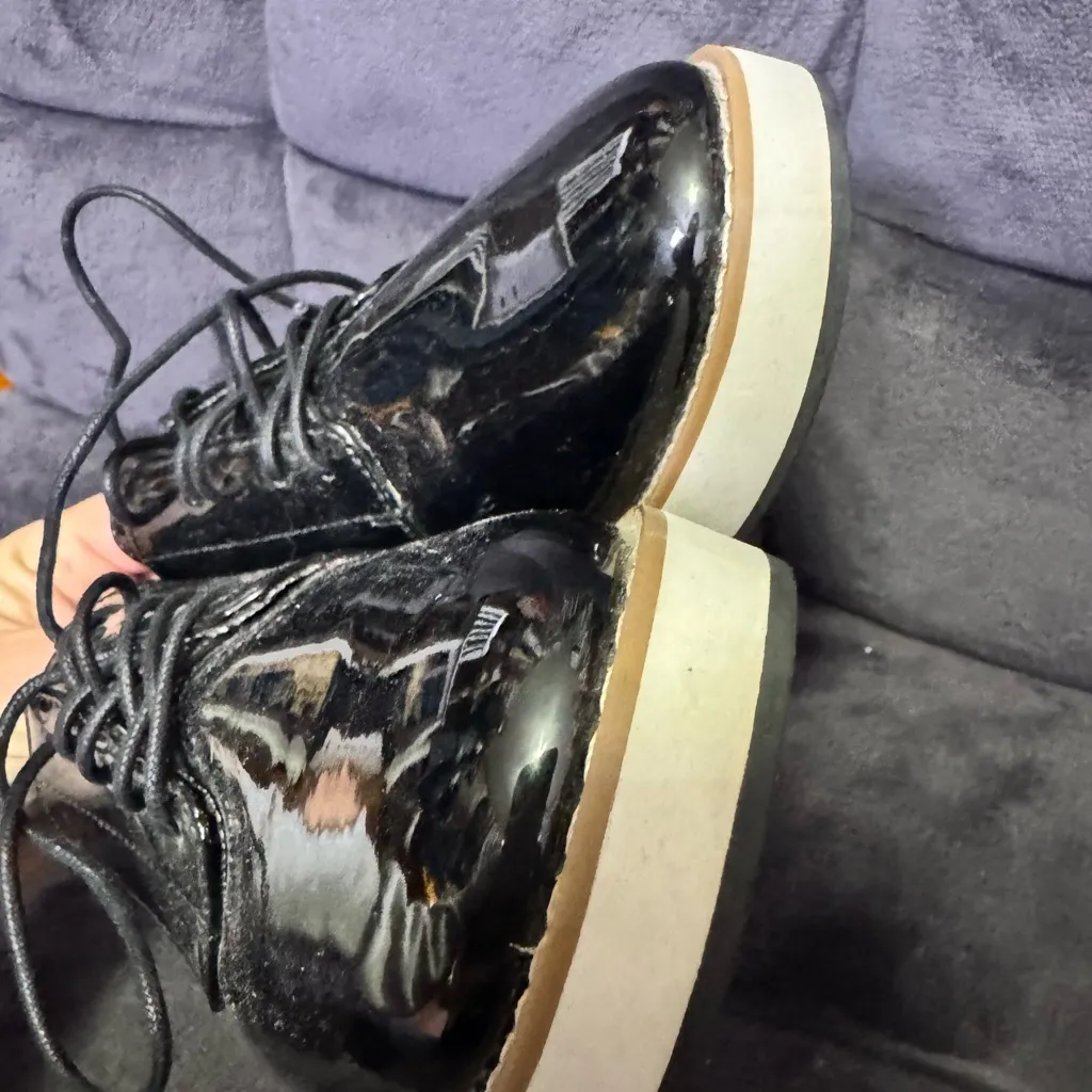 Apt 9 Black Platform Lace Up Faux Patent Leather Shoes 8.5 - Image 7