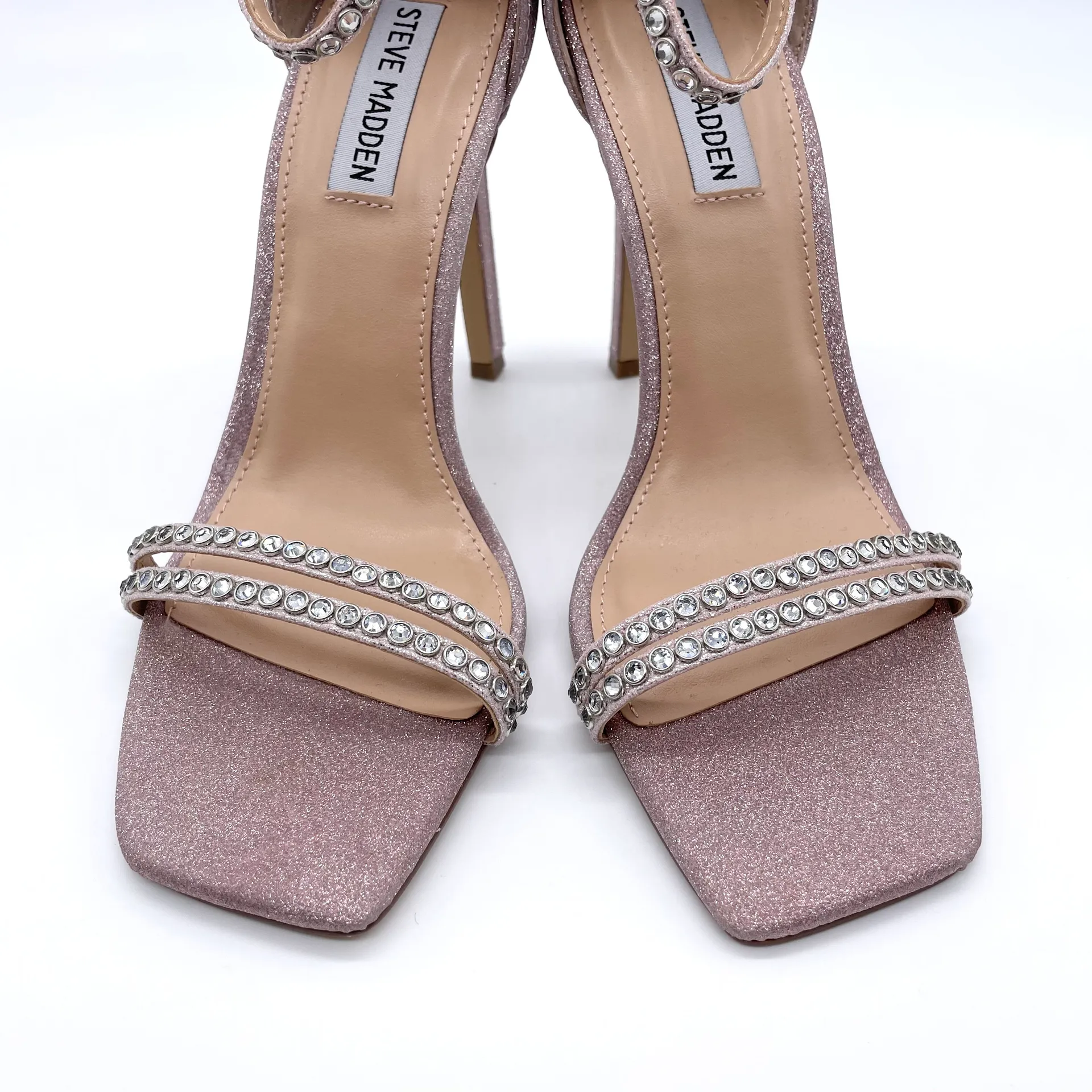 Collette Strappy Stiletto Heels Blush Glitter Sandals - Image 7