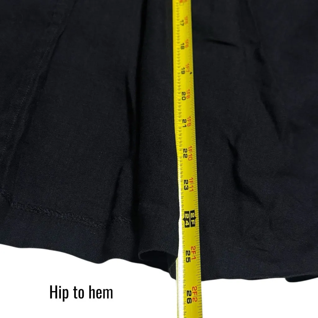 DKNY 100% Linen Black A-Line Midi Skirt WhimsiGoth Dark Romantic Chic 14 - Image 8