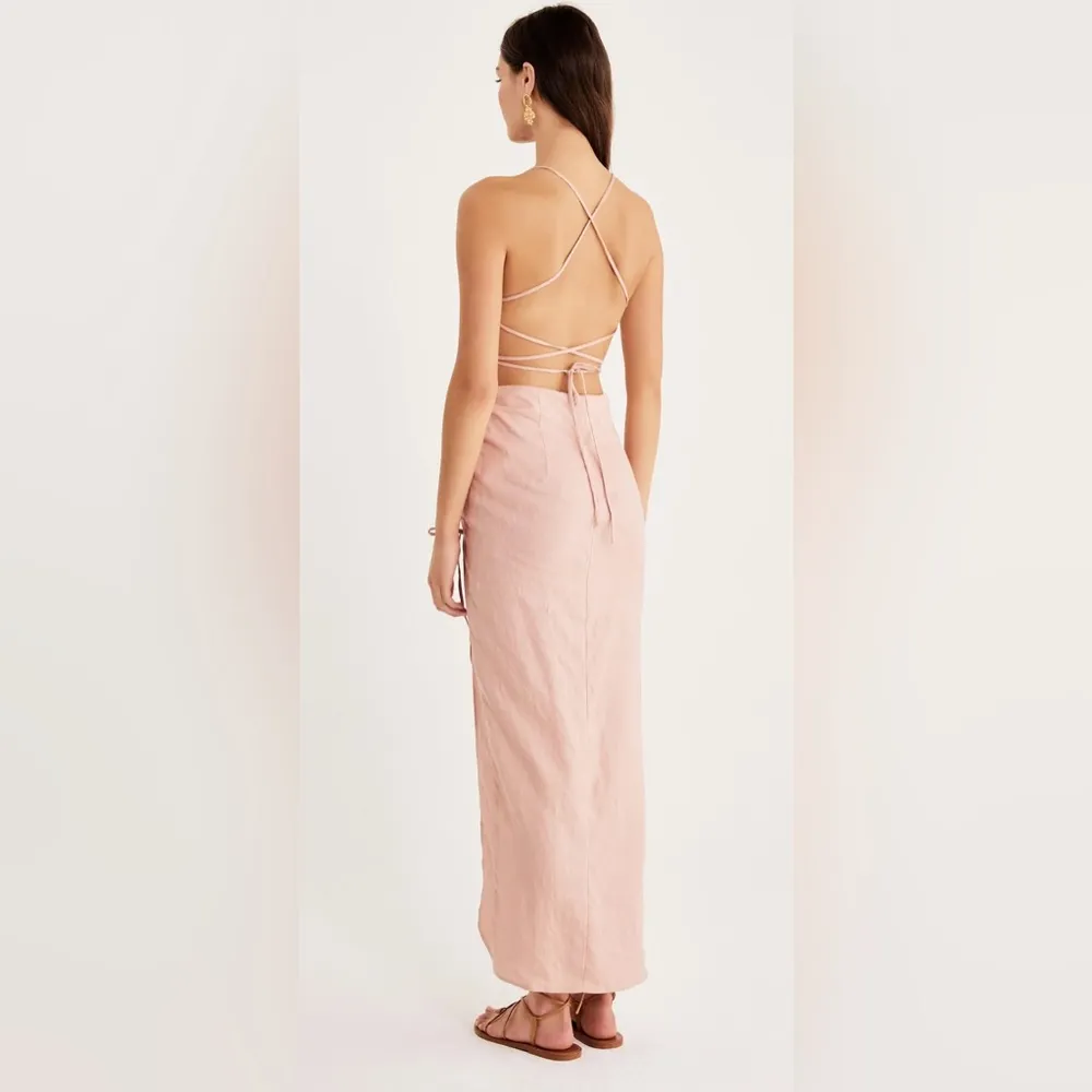 Revolve Rumer The Label LouLou Maxi Linen Dress Cutout S Dusty Pink - Image 3