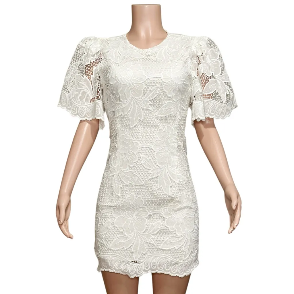 DELFI COLLECTIVE Alyssa Guipure Lace Mini Dress, White, XS White - Image 5