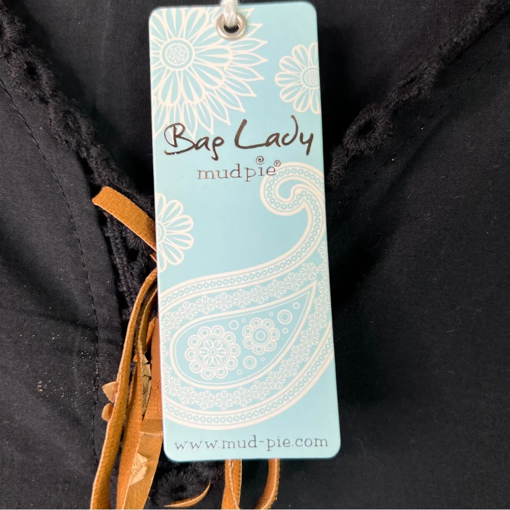 Mud Pie (Flawed Tie String) XL Black Coverup With Eyelet Lace Trim Pullover - Image 9