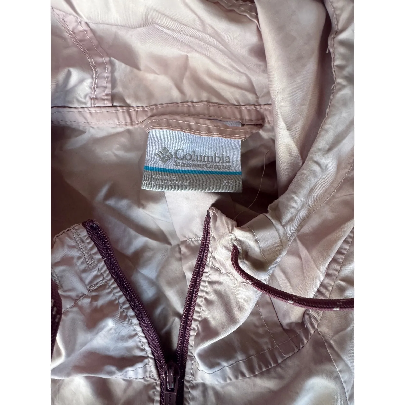 Columbia Womens Colorblock Windbreaker Jacket Full Zip XS Pink Burgundy - Image 4