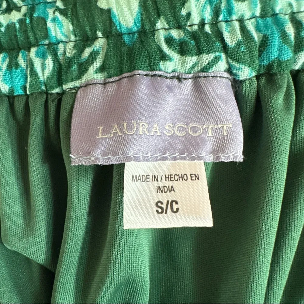 Laura Scott  Green Abstract Floral Print Prairie Skirt - Image 13