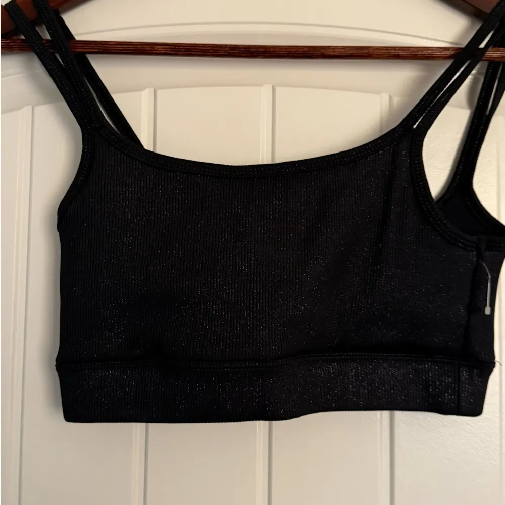 NWOT Carbon38 Shimmering Black Sports Bra - Image 3