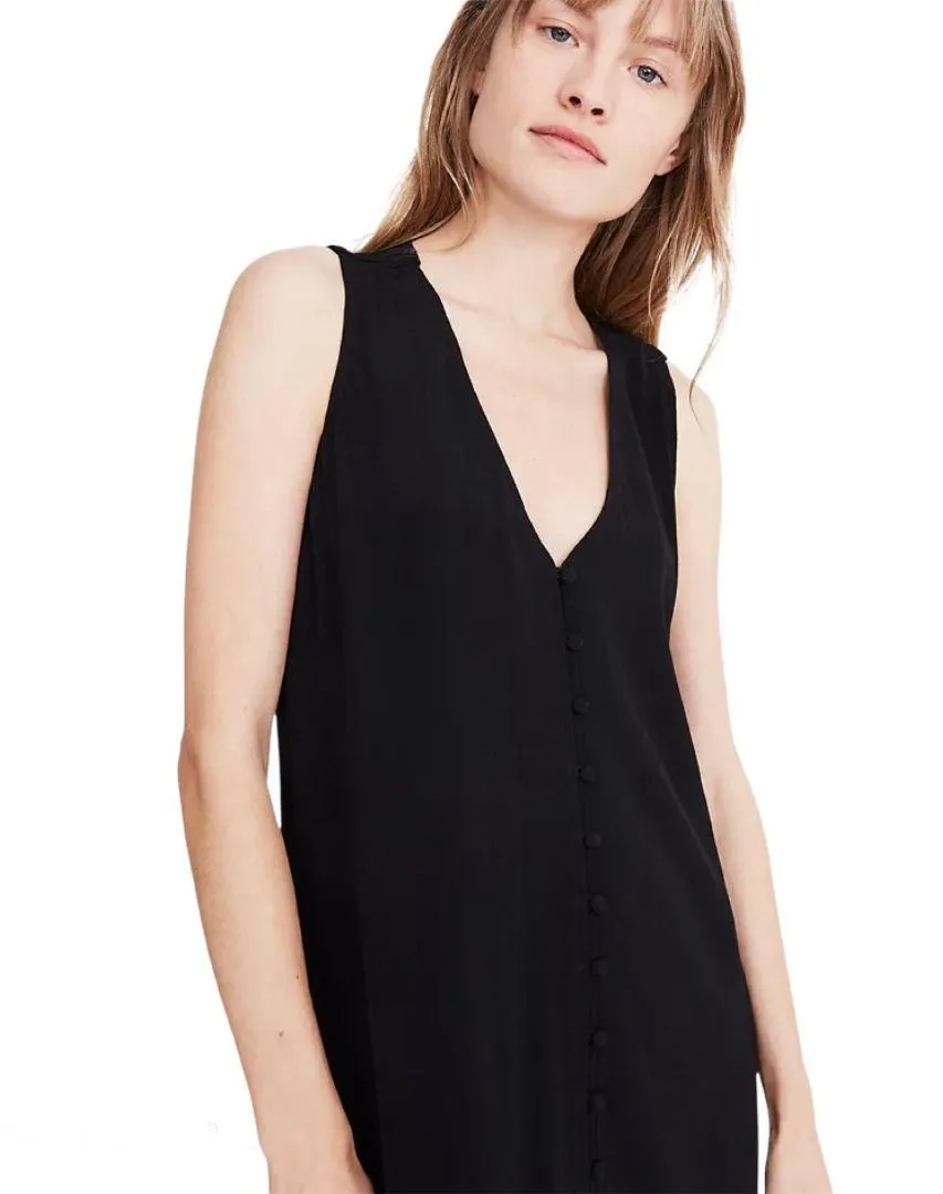 Heather Button Front Dress Black S - Image 2