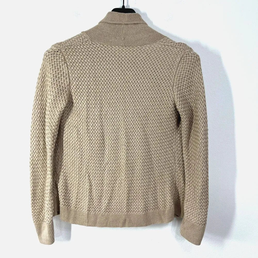 Classiques Entier Linen Blend Cardigan Sweater Womens Medium Basket Weave Knit - Image 2