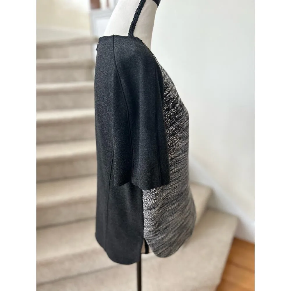 Vince Grey & Black Boucle Tweed Front Short Sleeve Blouse - Image 3