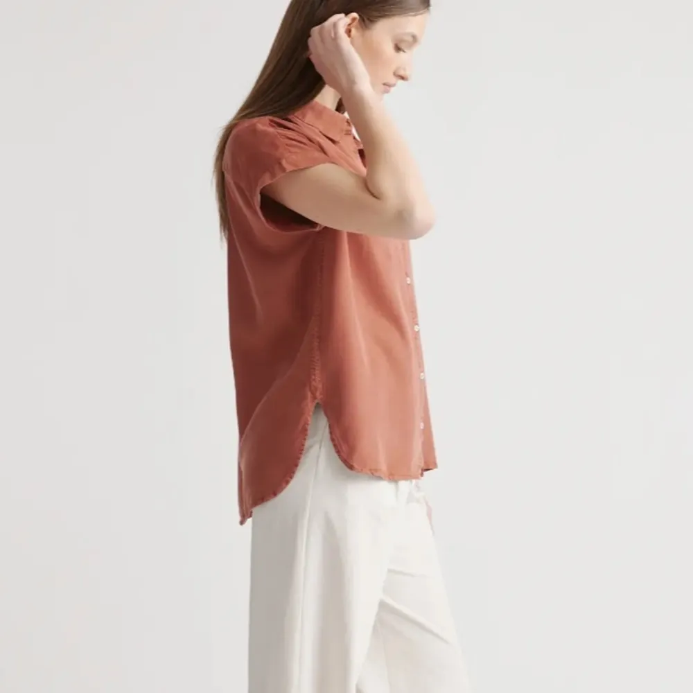 Quince • Vintage Wash Tencel Camp Shirt in Terracotta - Image 10
