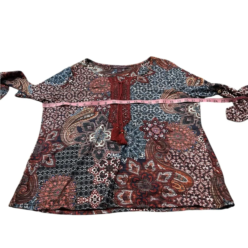 GLORIA VANDERBILT long sleeve bohemian top - Image 3