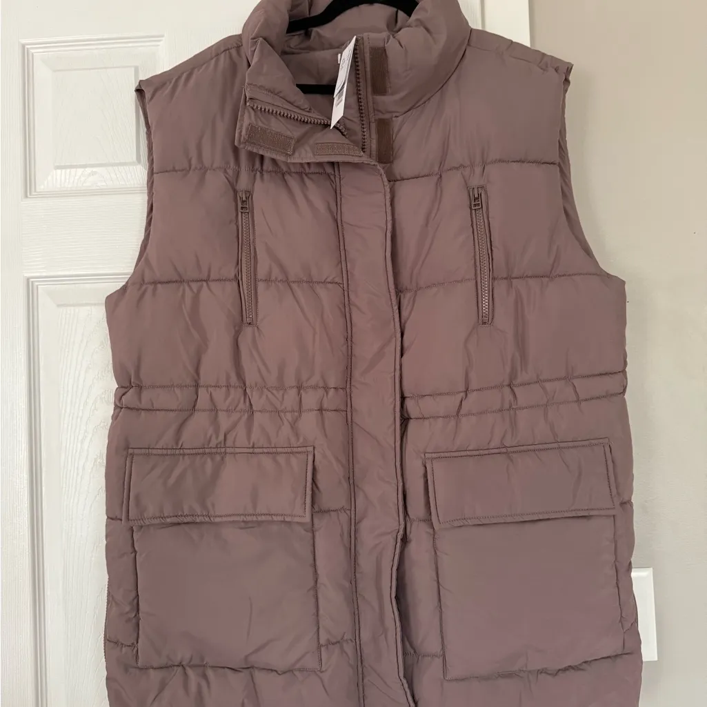 Topshop Taupe Mauve Puffer Jacket Vest NWT - Image 4