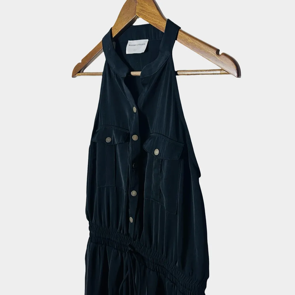 Modern Citizen Black Sleeveless Button Front Jumpsuit Size S - Image 3